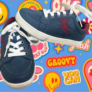 Kidpik lightning bolt ⚡️ non marking sneakers boys 13 burgundy & blue suede-like